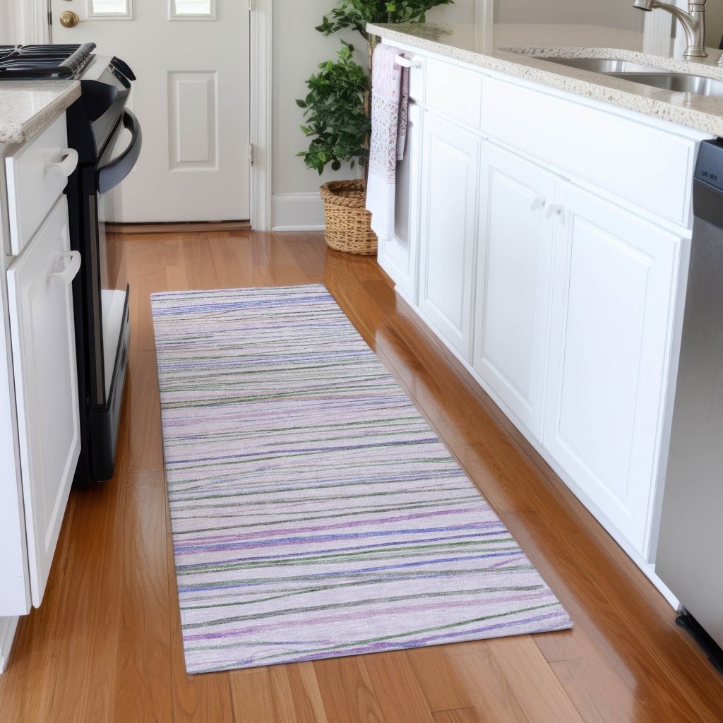 LOOMLAN Rugs Prizme Purple Washable Indoor-Outdoor Rug