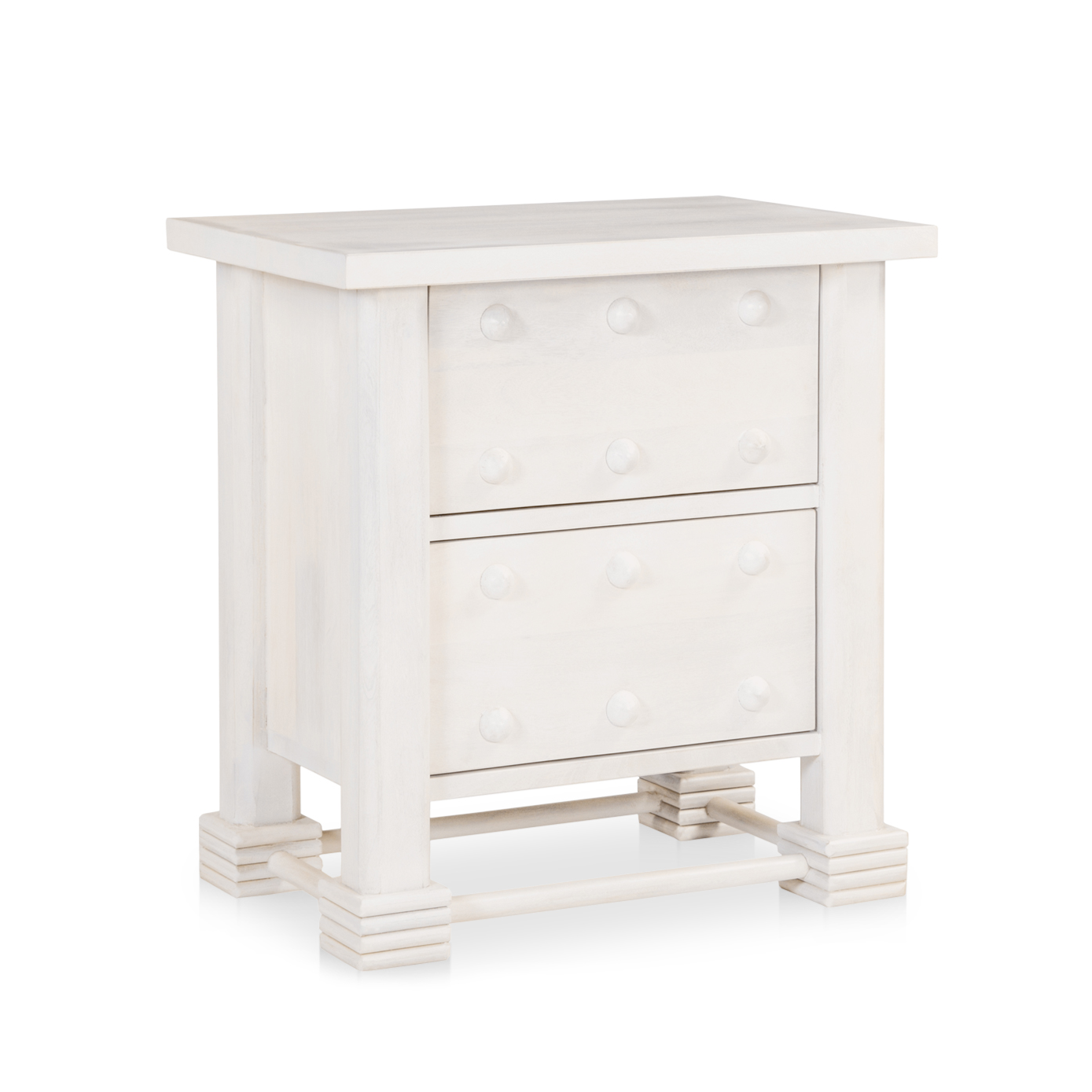 Clement Whitewashed Mango Wood Design Nightstand