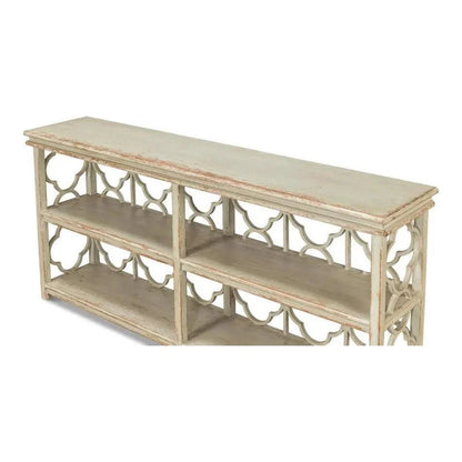 Quatrefoil Bookshelf Console Table Shelves - LOOMLAN - Sarreid - Console Tables