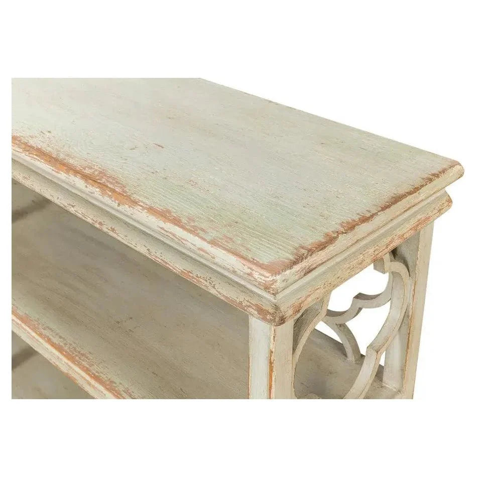 Quatrefoil Bookshelf Console Table Shelves - LOOMLAN - Sarreid - Console Tables