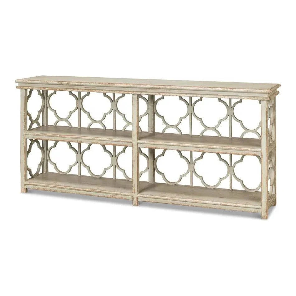 Quatrefoil Bookshelf Console Table Shelves - LOOMLAN - Sarreid - Console Tables