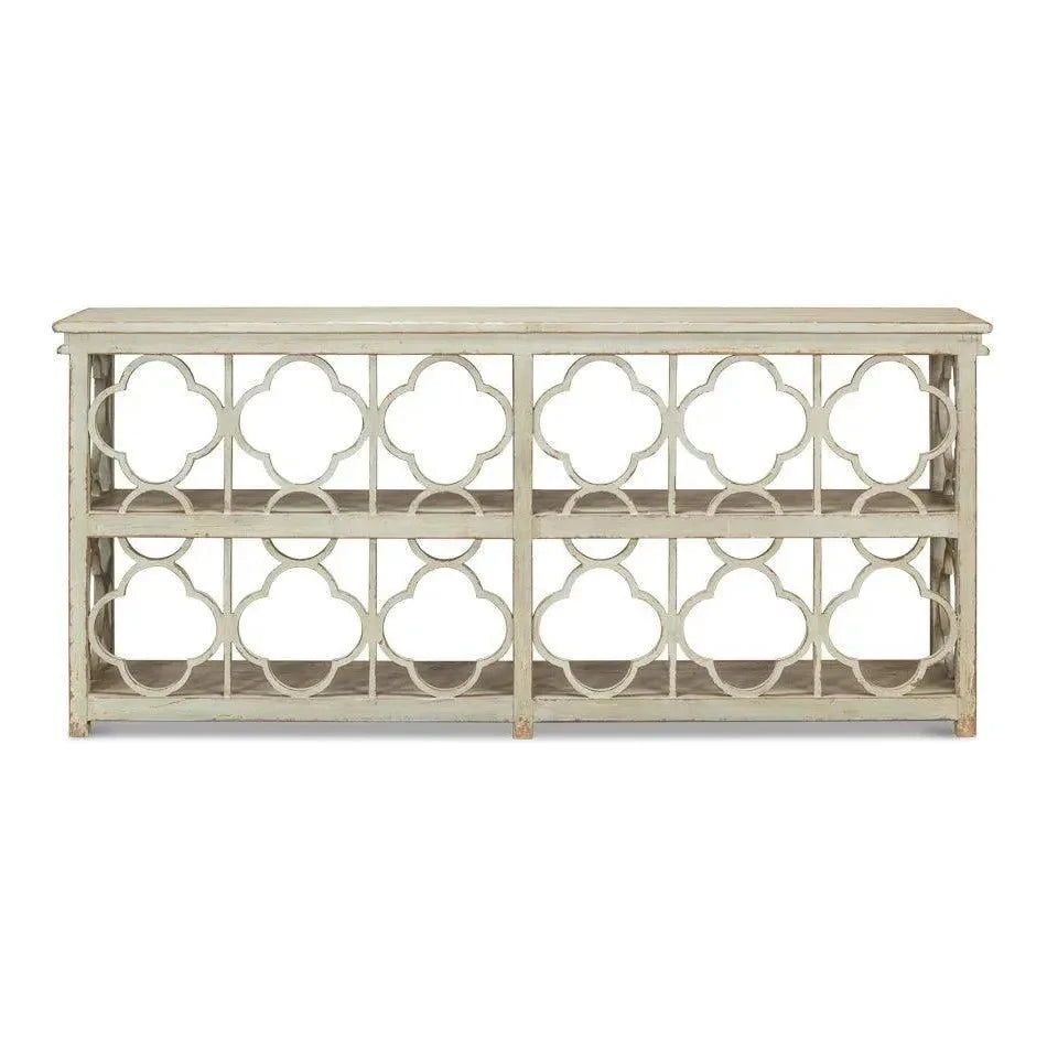 Quatrefoil Bookshelf Console Table Shelves - LOOMLAN - Sarreid - Console Tables