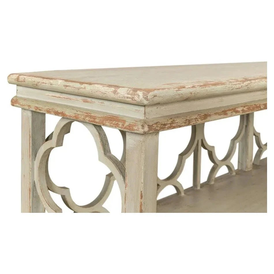Quatrefoil Bookshelf Console Table Shelves - LOOMLAN - Sarreid - Console Tables