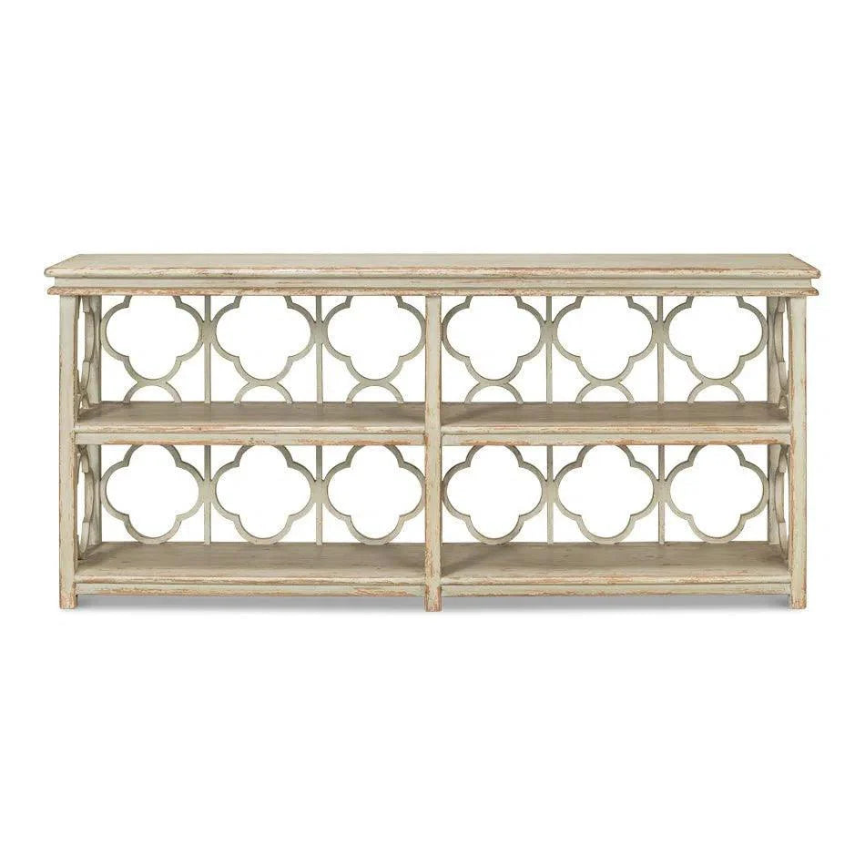 Quatrefoil Bookshelf Console Table Shelves - LOOMLAN - Sarreid - Console Tables