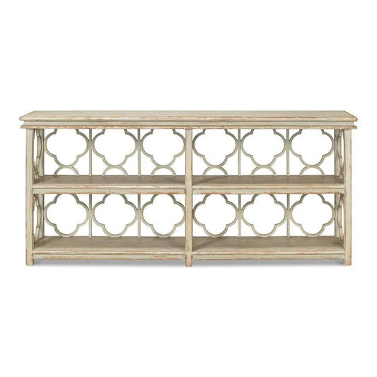 Sarreid Quatrefoil Bookshelf Console Table Shelves