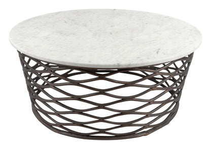 Queen Coffee Table White & Antique Black - Sideboards and Things Accents_Black, Brand_Zuo Modern, Color_Black, Color_White, Depth_30-40, Finish_Antiqued, Finish_Plated, Height_10-20, Materials_Metal, Materials_Stone, Materials_Wood, Metal Type_Aluminum, Product Type_Coffee Table, Stone Type_Marble, Width_30-40, Wood Species_MDF