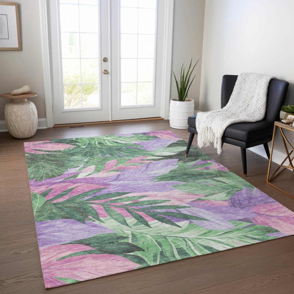LOOMLAN Rugs Quilene Green Washable Indoor-Outdoor Rug