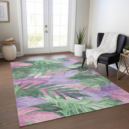 LOOMLAN Rugs Quilene Green Washable Indoor-Outdoor Rug