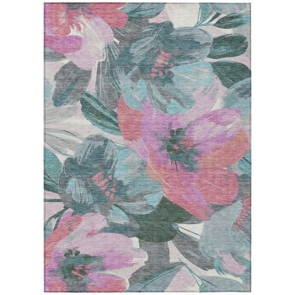 LOOMLAN Rugs Raffila Teal Washable Indoor-Outdoor Rug