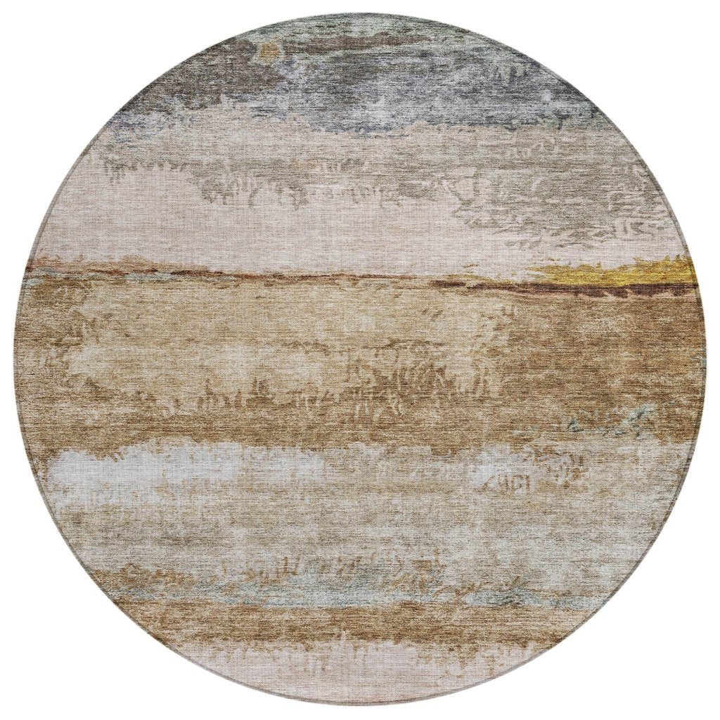LOOMLAN Rugs Raffinna Brown Washable Indoor-Outdoor Rug