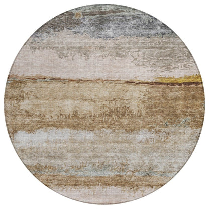LOOMLAN Rugs Raffinna Brown Washable Indoor-Outdoor Rug