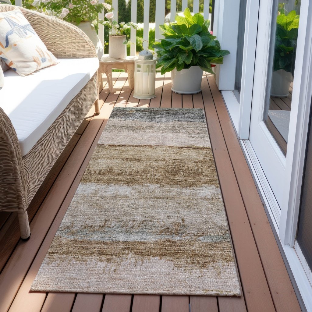 LOOMLAN Rugs Raffinna Brown Washable Indoor-Outdoor Rug