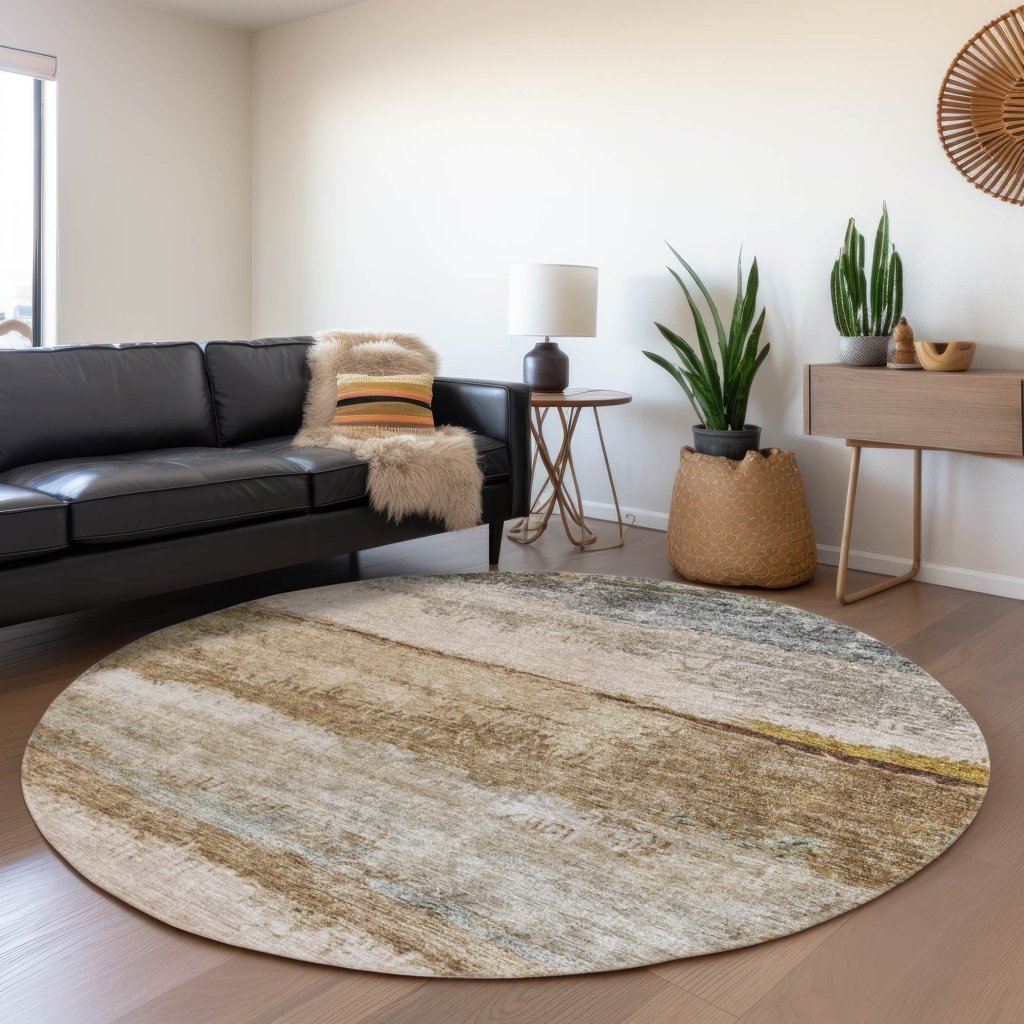 LOOMLAN Rugs Raffinna Brown Washable Indoor-Outdoor Rug