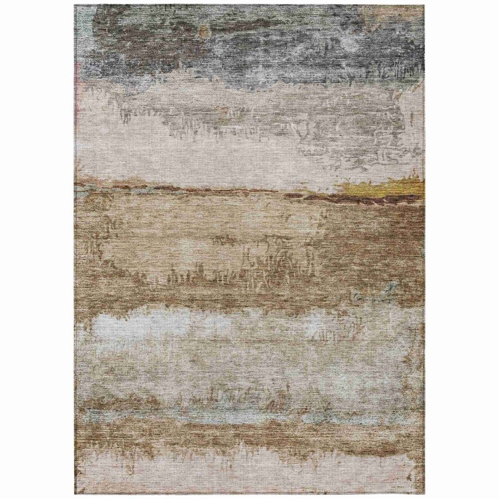 LOOMLAN Rugs Raffinna Brown Washable Indoor-Outdoor Rug