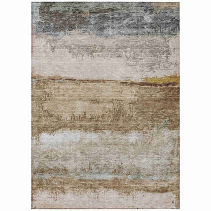 LOOMLAN Rugs Raffinna Brown Washable Indoor-Outdoor Rug