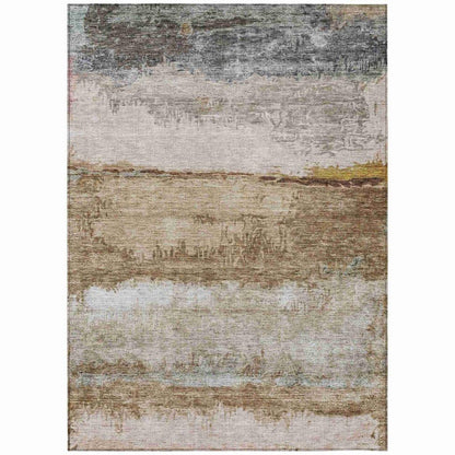LOOMLAN Rugs Raffinna Brown Washable Indoor-Outdoor Rug