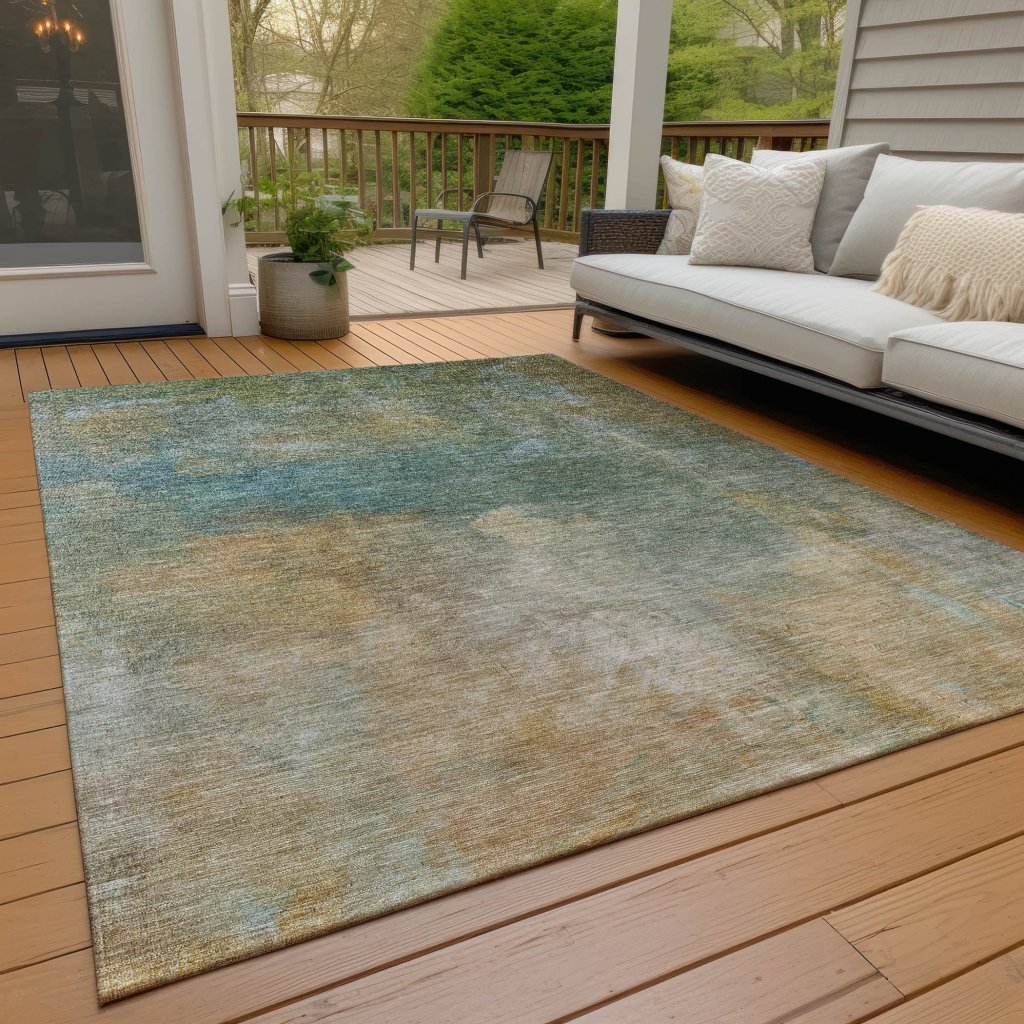 LOOMLAN Rugs Raffira Green Washable Indoor-Outdoor Rug