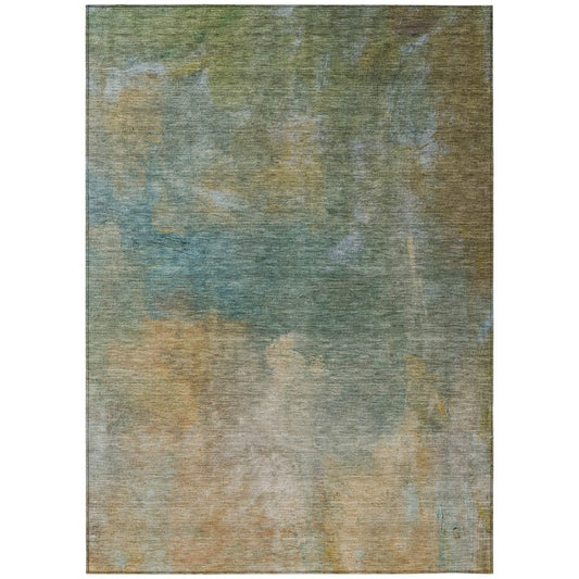 LOOMLAN Rugs Raffira Green Washable Indoor-Outdoor Rug