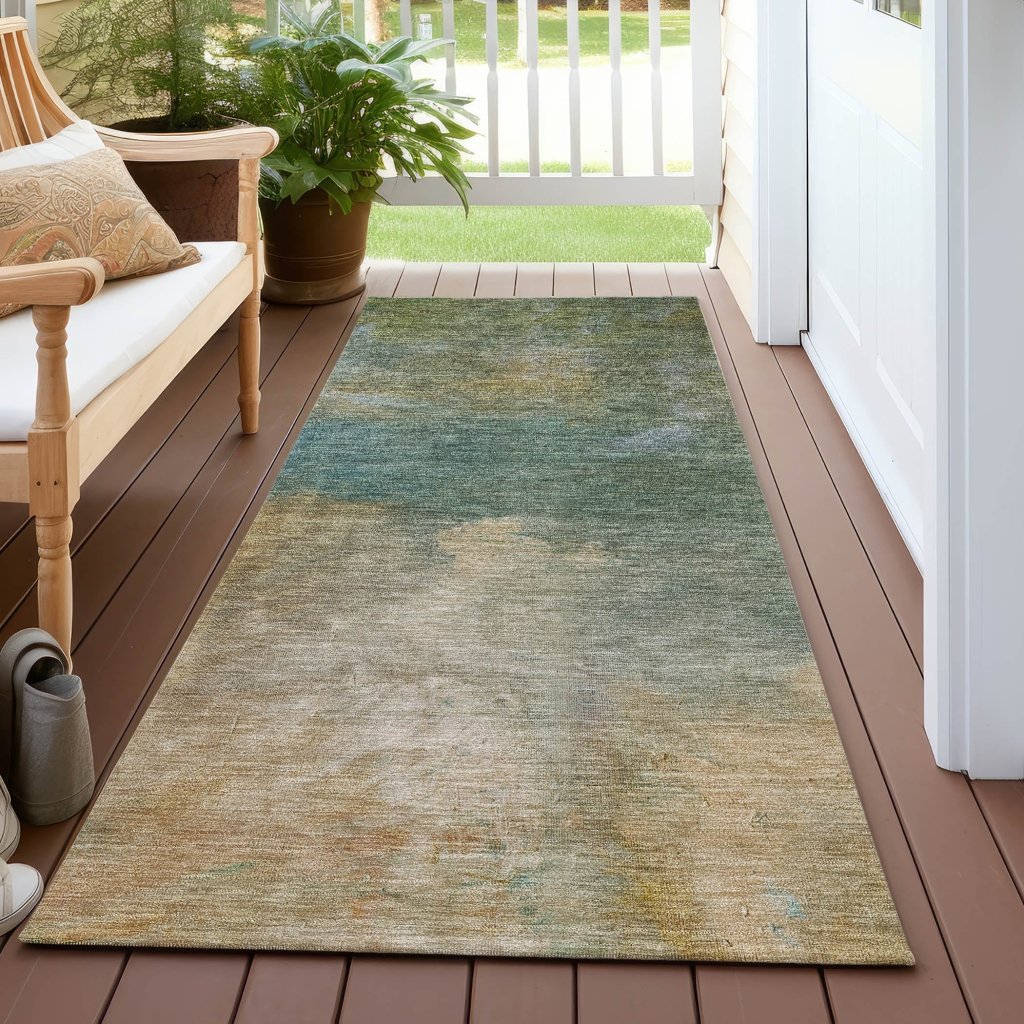LOOMLAN Rugs Raffira Green Washable Indoor-Outdoor Rug