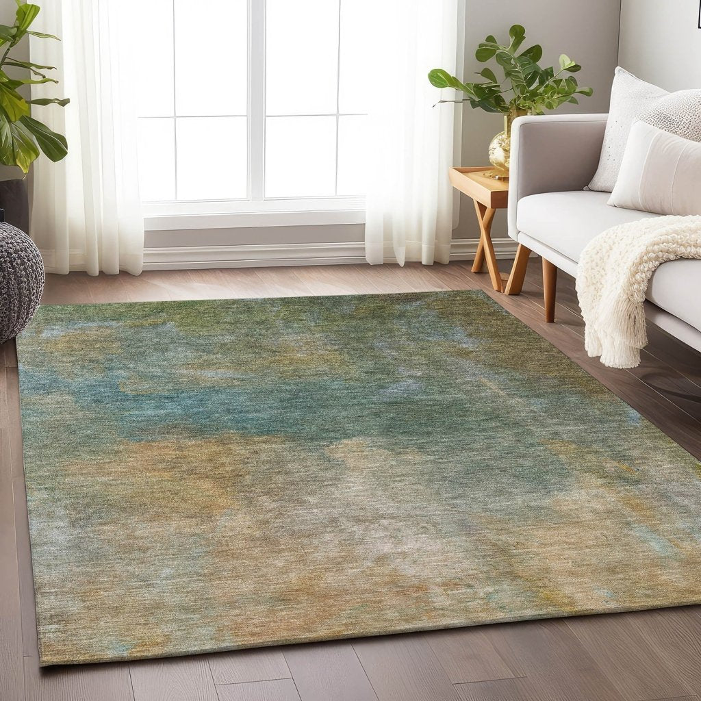 LOOMLAN Rugs Raffira Green Washable Indoor-Outdoor Rug