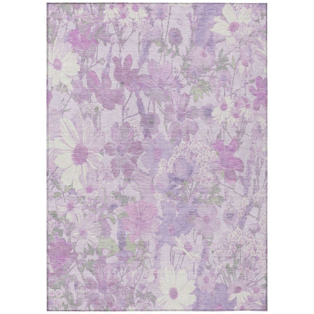 LOOMLAN Rugs Raimana Purple Washable Indoor-Outdoor Rug