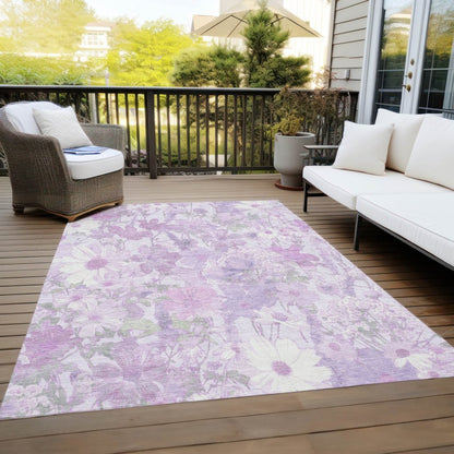 LOOMLAN Rugs Raimana Purple Washable Indoor-Outdoor Rug