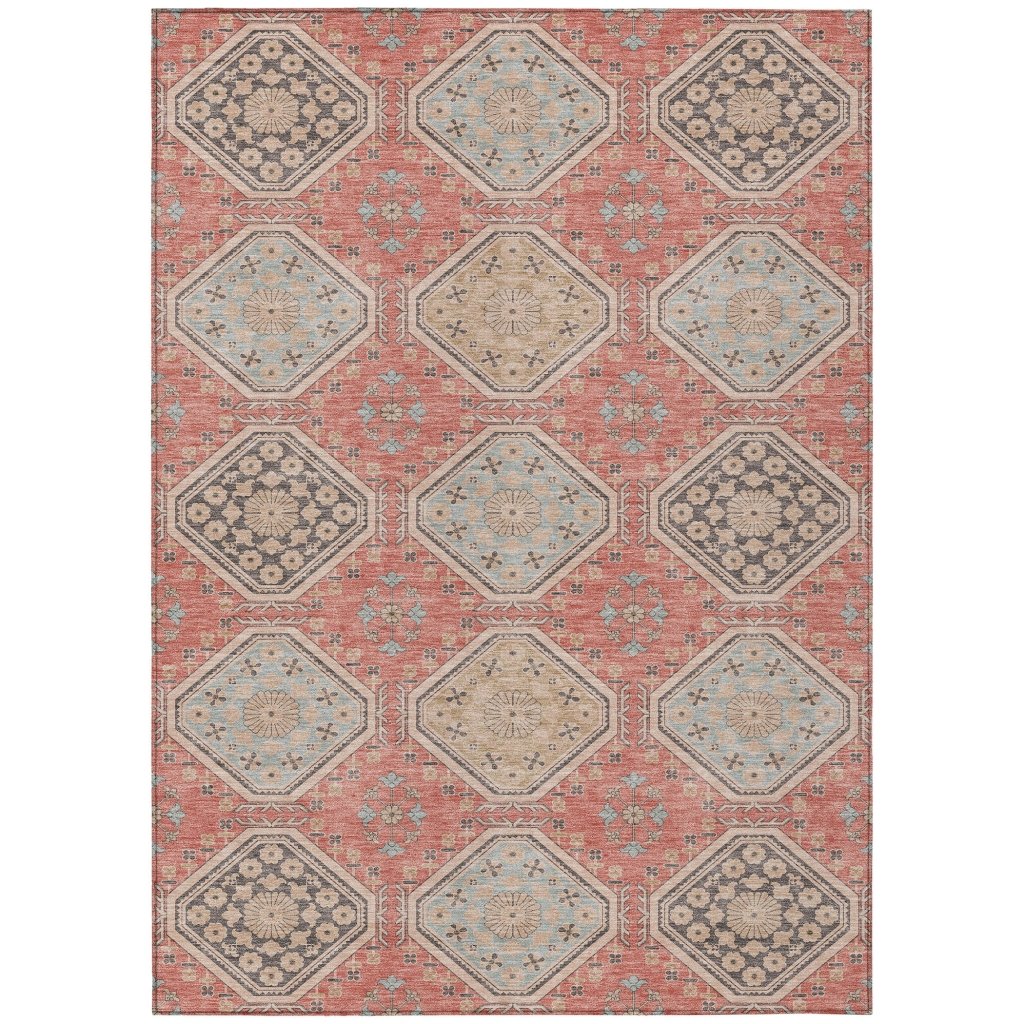 LOOMLAN Rugs Rapsodea Orange Washable Indoor-Outdoor Rug