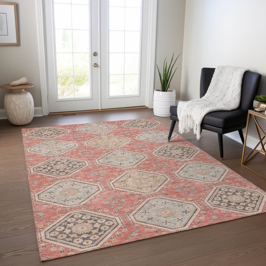 LOOMLAN Rugs Rapsodea Orange Washable Indoor-Outdoor Rug