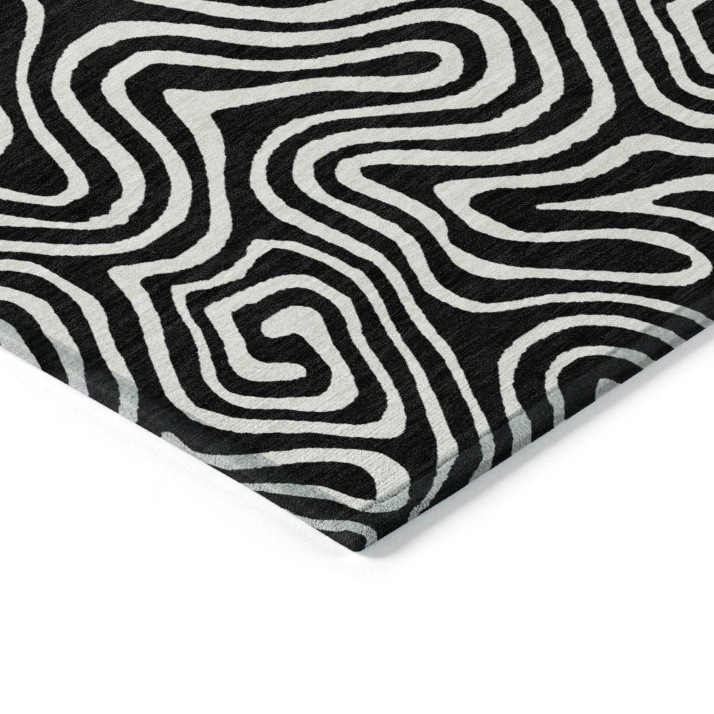 LOOMLAN Rugs Raya Black Washable Indoor-Outdoor Rug