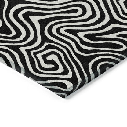 LOOMLAN Rugs Raya Black Washable Indoor-Outdoor Rug