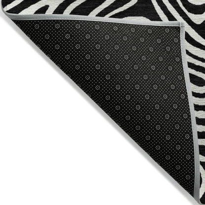 LOOMLAN Rugs Raya Black Washable Indoor-Outdoor Rug