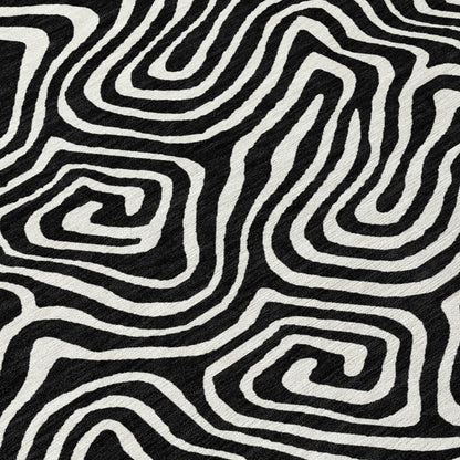 LOOMLAN Rugs Raya Black Washable Indoor-Outdoor Rug