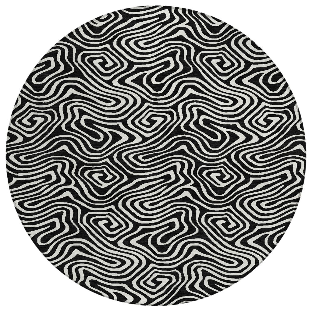 LOOMLAN Rugs Raya Black Washable Indoor-Outdoor Rug