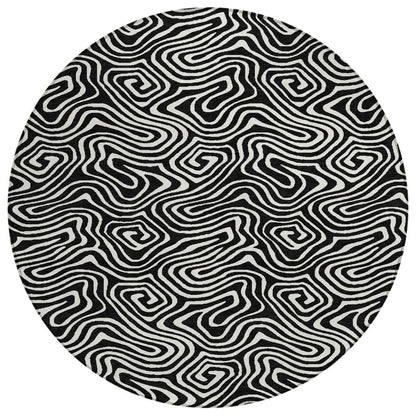 LOOMLAN Rugs Raya Black Washable Indoor-Outdoor Rug