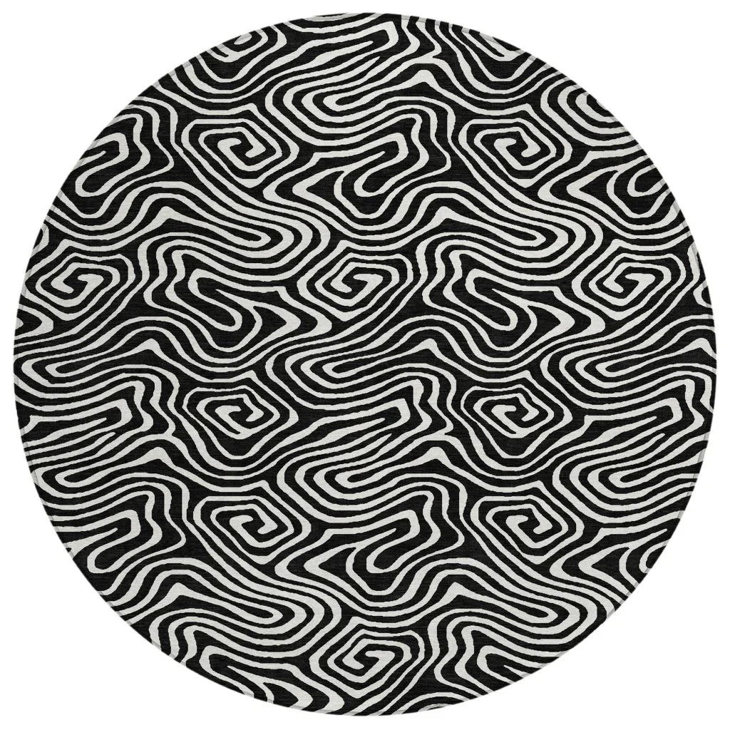 LOOMLAN Rugs Raya Black Washable Indoor-Outdoor Rug
