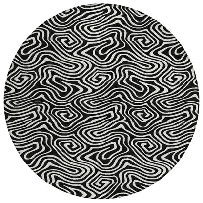 LOOMLAN Rugs Raya Black Washable Indoor-Outdoor Rug