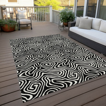 LOOMLAN Rugs Raya Black Washable Indoor-Outdoor Rug
