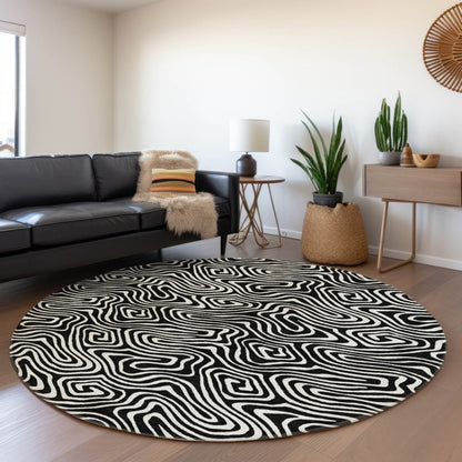 LOOMLAN Rugs Raya Black Washable Indoor-Outdoor Rug