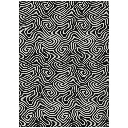 LOOMLAN Rugs Raya Black Washable Indoor-Outdoor Rug