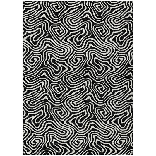 LOOMLAN Rugs Raya Black Washable Indoor-Outdoor Rug