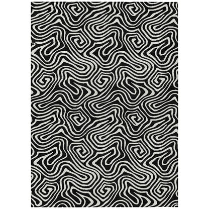LOOMLAN Rugs Raya Black Washable Indoor-Outdoor Rug