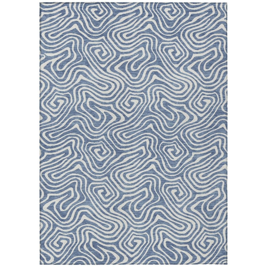 LOOMLAN Rugs Raya Blue Washable Indoor-Outdoor Rug