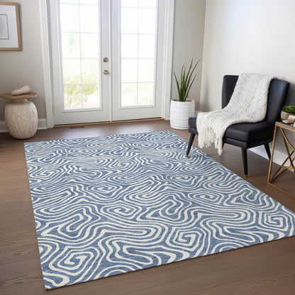 LOOMLAN Rugs Raya Blue Washable Indoor-Outdoor Rug