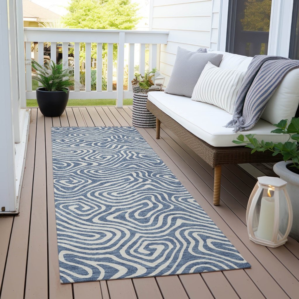 LOOMLAN Rugs Raya Blue Washable Indoor-Outdoor Rug