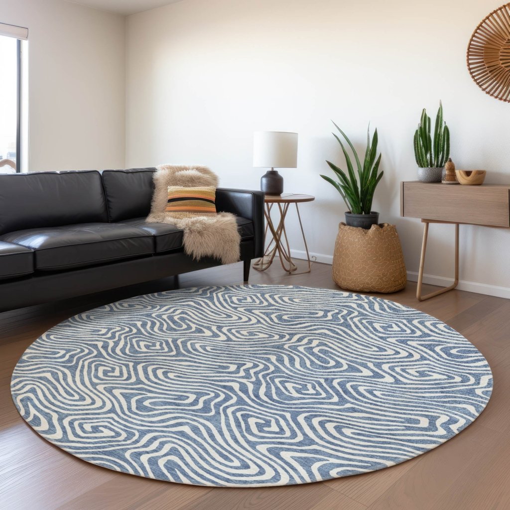 LOOMLAN Rugs Raya Blue Washable Indoor-Outdoor Rug
