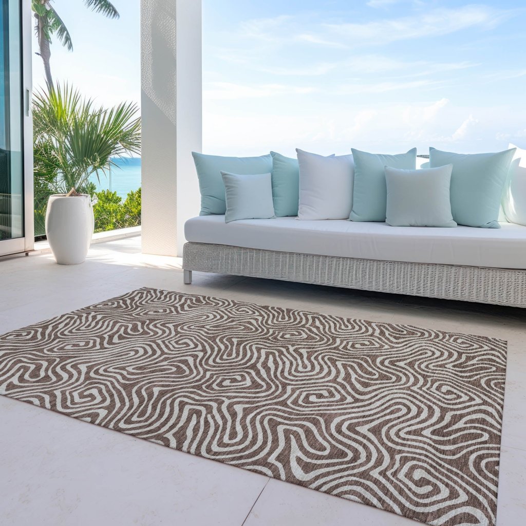 LOOMLAN Rugs Raya Brown Washable Indoor-Outdoor Rug