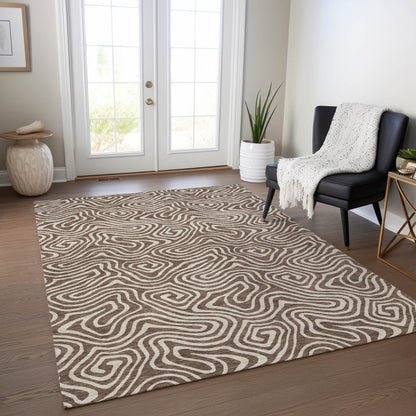 LOOMLAN Rugs Raya Brown Washable Indoor-Outdoor Rug
