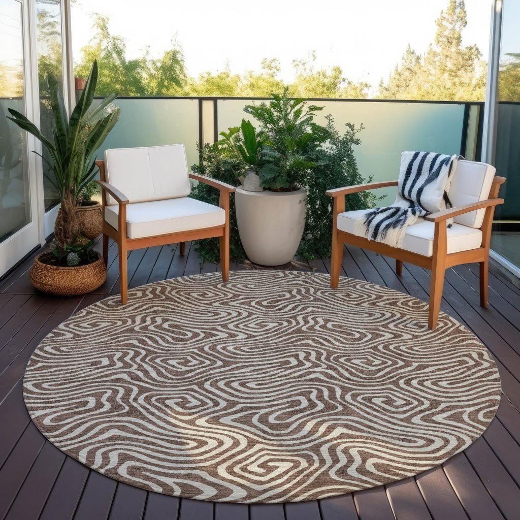 LOOMLAN Rugs Raya Brown Washable Indoor-Outdoor Rug