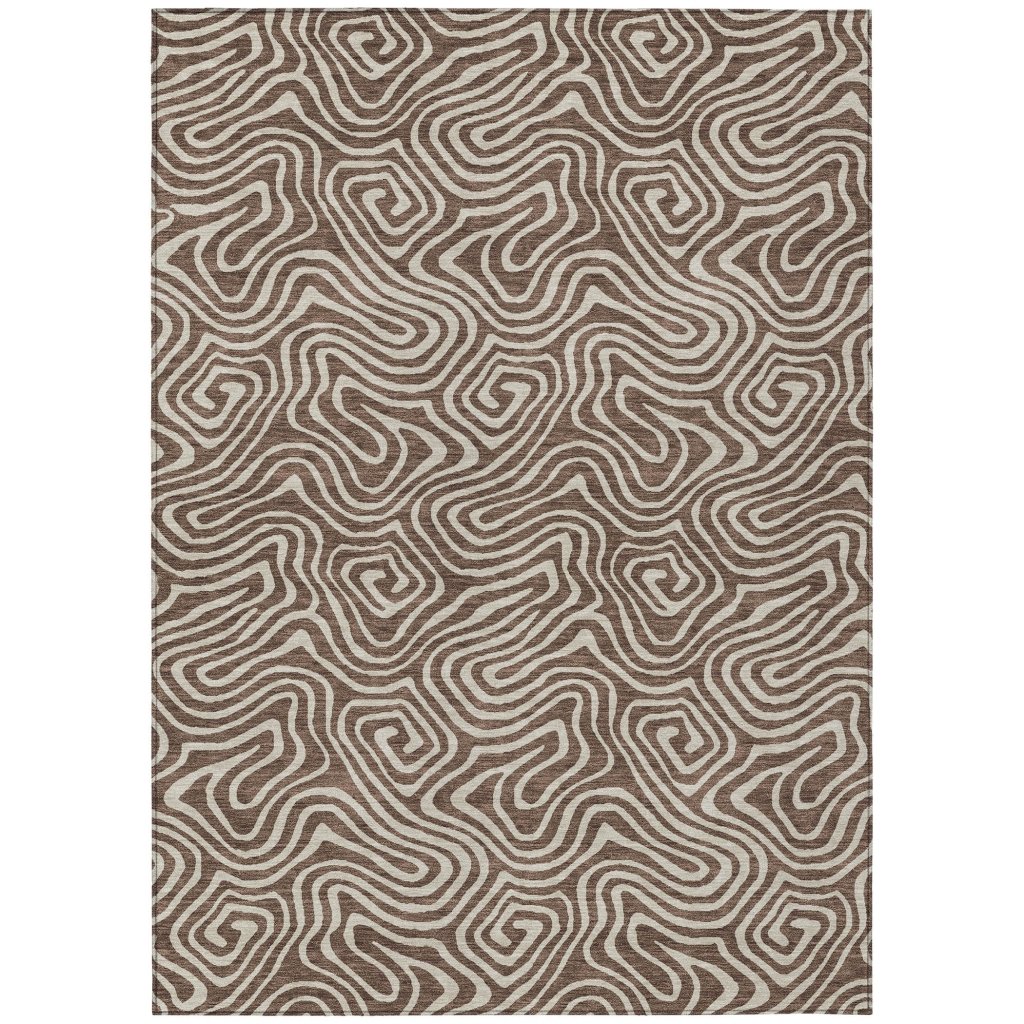 LOOMLAN Rugs Raya Brown Washable Indoor-Outdoor Rug