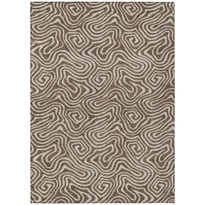LOOMLAN Rugs Raya Brown Washable Indoor-Outdoor Rug